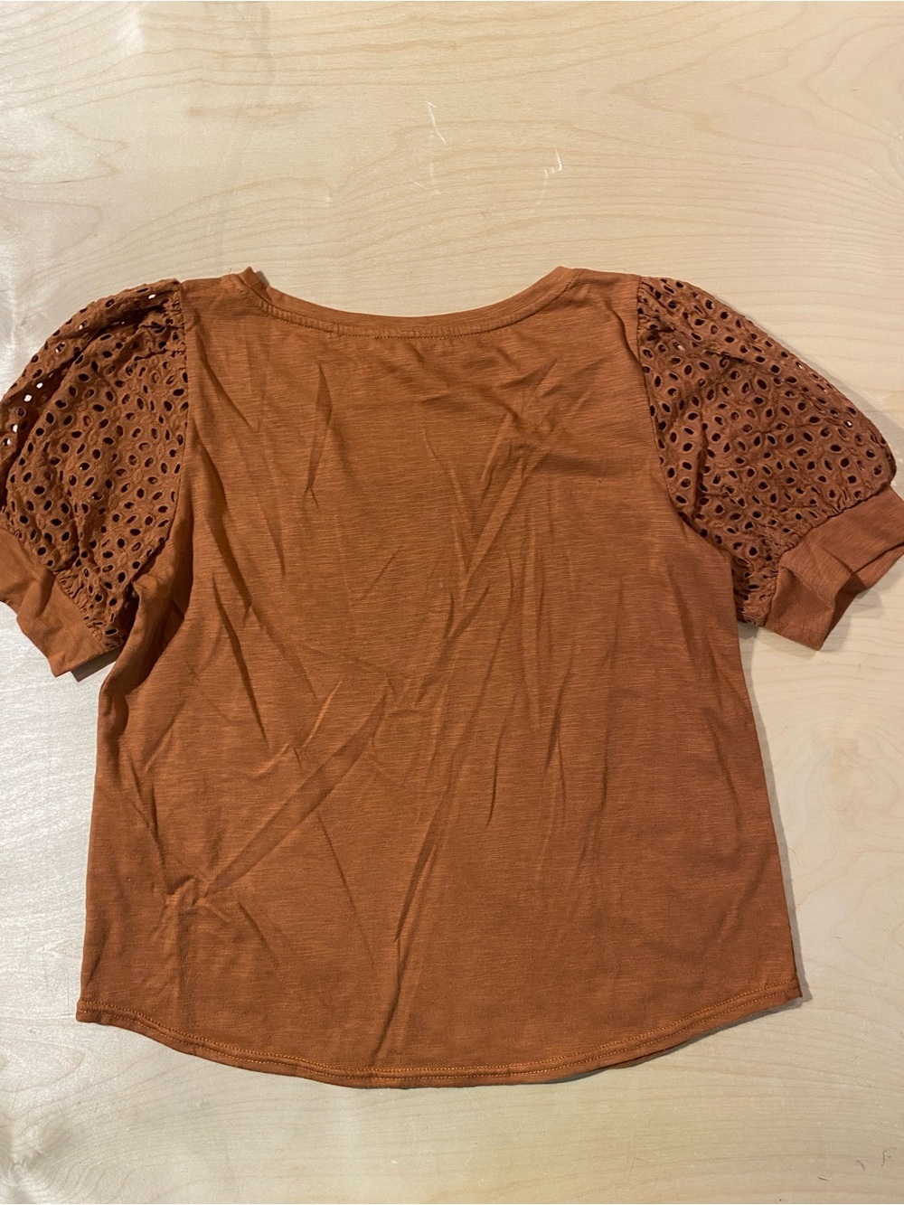 Jane + Delancey Eyelet Puff Sleeve Top - Rust Medium (RT) - Picture 6 of 8
